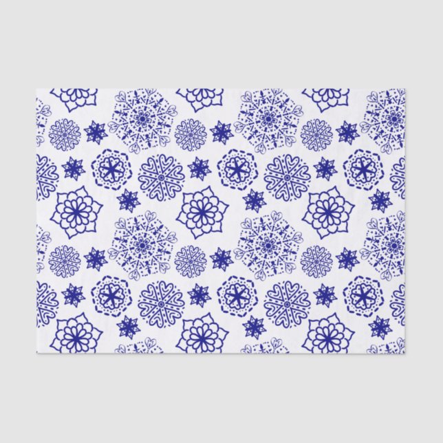 Papel De Seda Folk floral patten azul (Frente )
