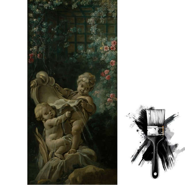 Papel De Seda Fonte com Dois Cupídeos, Um dos quais se ajoelha (Criador carregado)