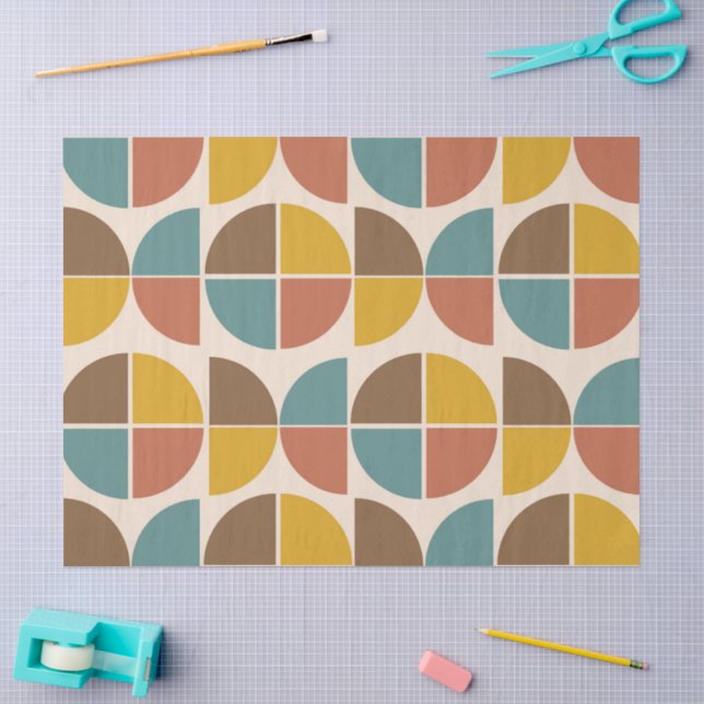 Papel De Seda Formas abstratas de meados do século em laranja mo (Arte )