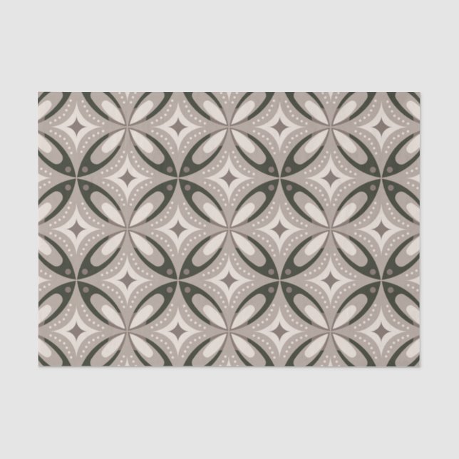 Papel De Seda Formas circulares retrô bege e marrom (Frente )