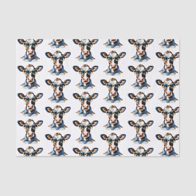 Papel De Seda Formas de Na moda de Vaca Engraçadas (Frente )