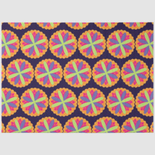 Papel De Seda Formas Florais Laranja Vibrante