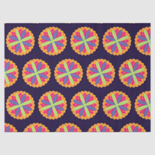 Papel De Seda Formas Florais Laranja Vibrante