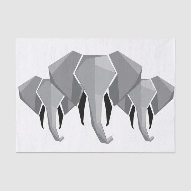 Papel De Seda Formas Simples Geométrica Cabeça de Elefante (Frente )