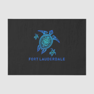 Papel De Seda Fort Lauderdale Florida Sea Blue Tribal Tartaruga
