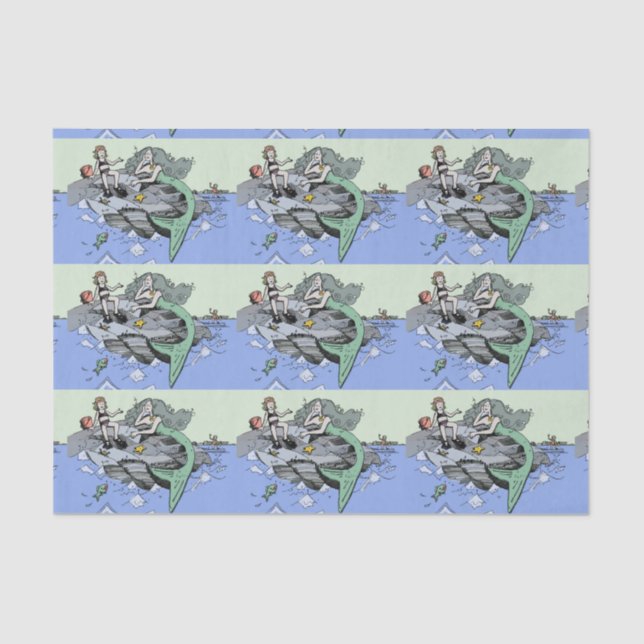 Papel De Seda Foto bonitinha da Sereia de Arte Infantil (Frente )