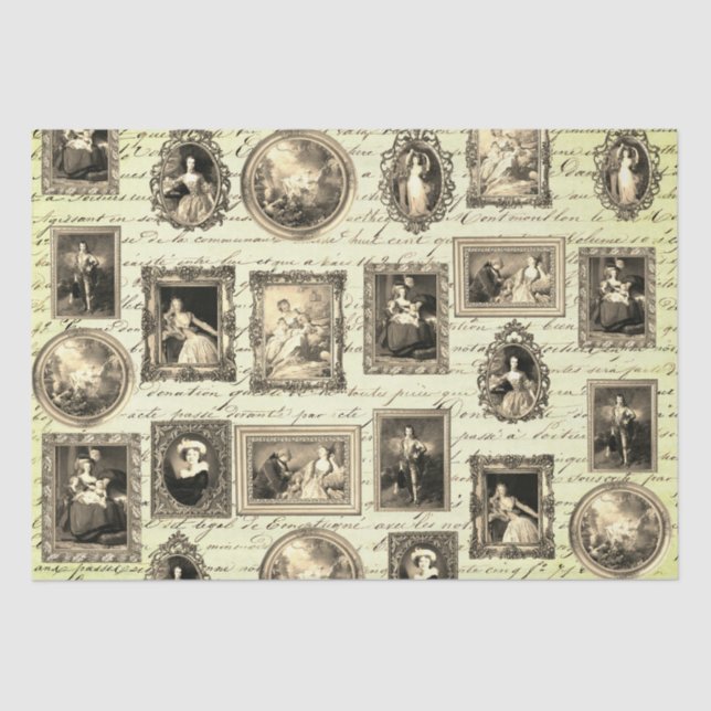 Papel De Seda Foto da Arte do Rococo Enquadrada na Antiguidade d (Frente )