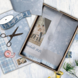 Papel De Seda Foto Feliz Natal Elegante Azul