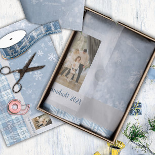 Papel De Seda Foto Feliz Natal Elegante Azul