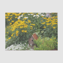 Papel De Seda Foto Floral Rustic Bird House