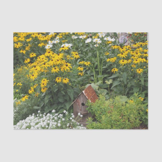 Papel De Seda Foto Floral Rustic Bird House (Frente )