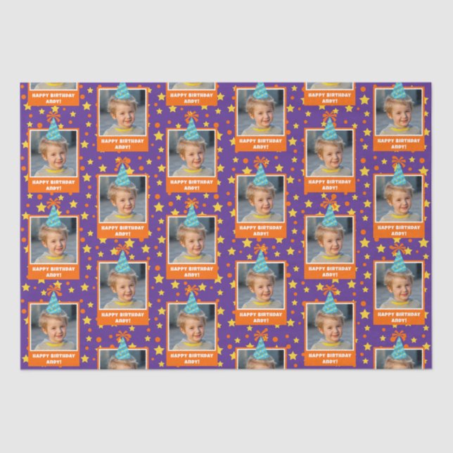 Papel De Seda Foto para crianças personalizadas Parabéns com cha (Frente )