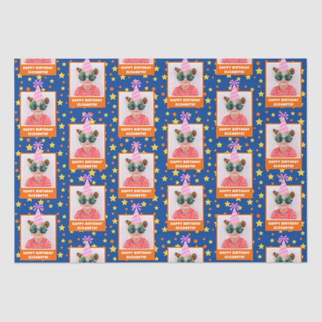 Papel De Seda Foto para crianças personalizadas Parabéns com cha (Frente )