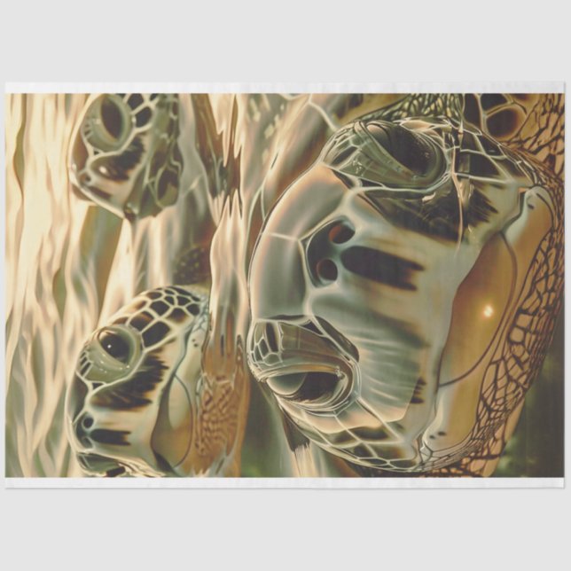 Papel De Seda Fotografia da Tartaruga Marinha de Despojamento (Frente )