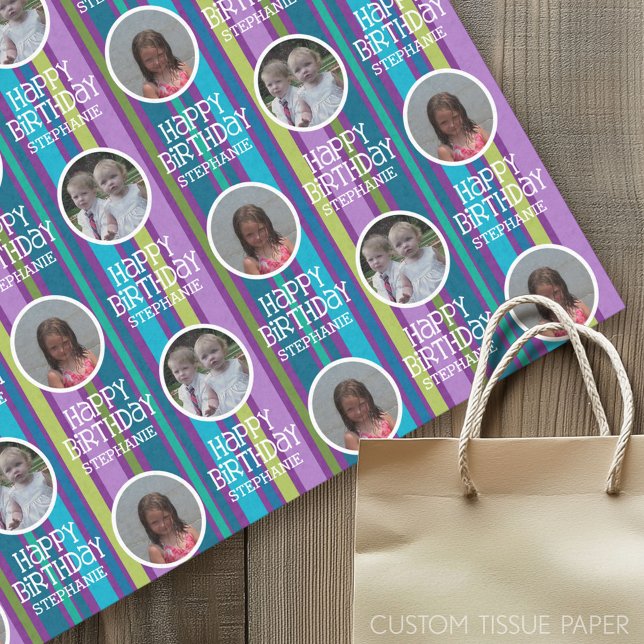 Papel De Seda Fotografias Personalizadas, Estirpes de Aniversári (Custom Tissue Paper)