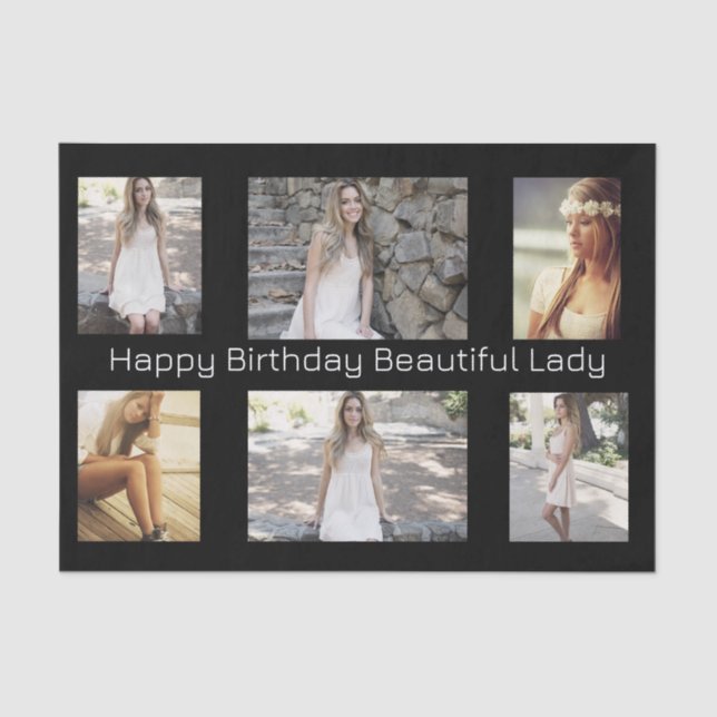 Papel De Seda Fotos & Texto Personalizados para Múltiplas Ocasio (Frente )