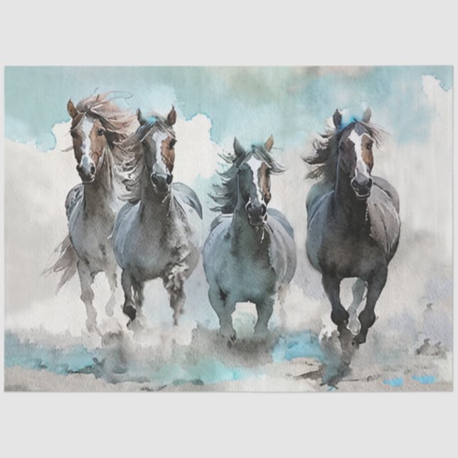 Papel De Seda Four Wild Mustang Gallop Across the Prairie (Frente )