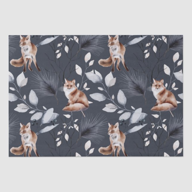 Papel De Seda Fox Botânica De Inverno (Frente )