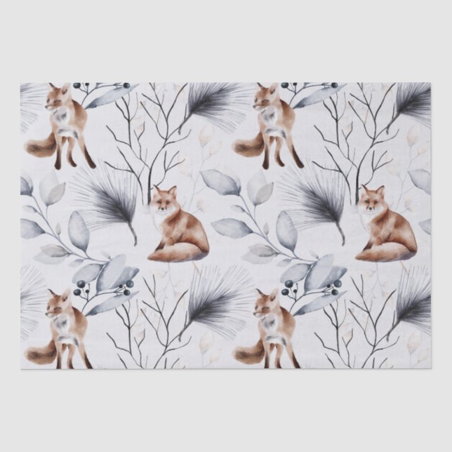 Papel De Seda Fox Botânica De Inverno (Frente )
