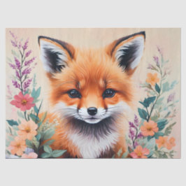 Papel De Seda Fox Cub Arte Floral