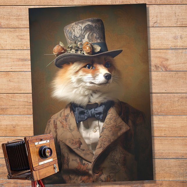 Papel De Seda Fox em Suit e Hat 4 Decoupage Paper (Criador carregado)