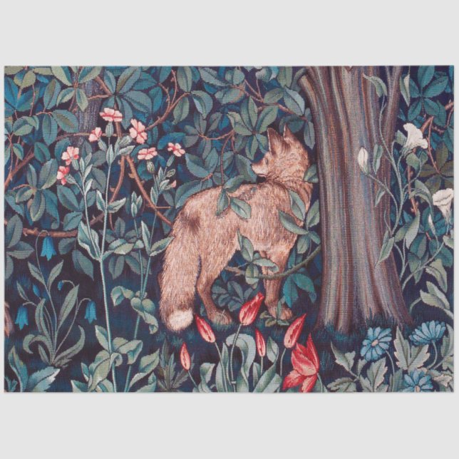 Papel De Seda Fox na Floresta, William Morris (Frente )