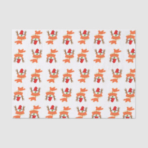 Papel De Seda Fox Natal do teste padrão do chapéu do papai noe