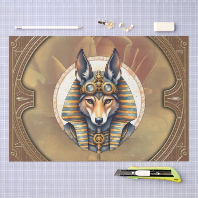 Papel De Seda Fox Retrato de Steampunk Anubis (Arte )