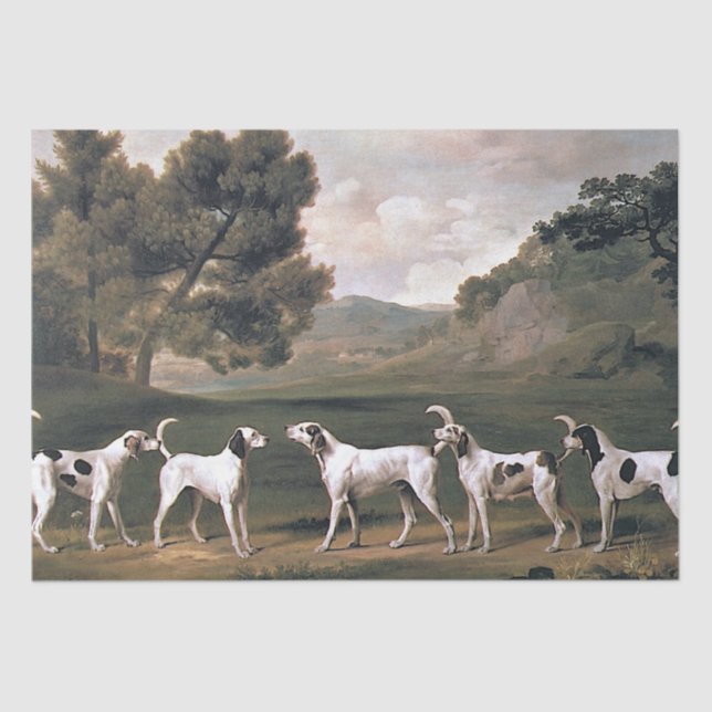 Papel De Seda Foxhounds in a Rural Landscape (por George Stubbs) (Frente )