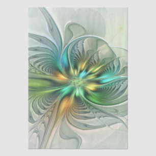 Papel De Seda Fractal de Flor Abstrato moderna fantasia colorida