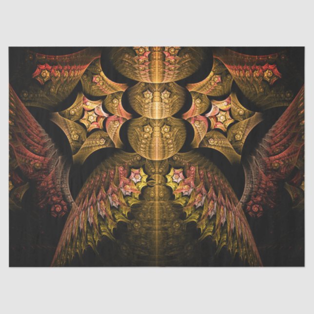 Papel De Seda Fractal Fantasy Dourado Design Abstrato 21 Decoupa (Frente )