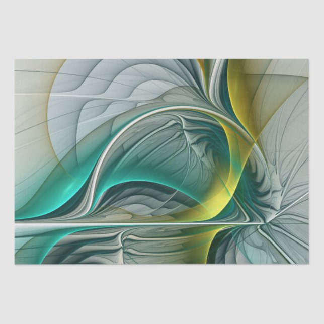 Papel De Seda Fractal Teal De Turquoise Com Ouro Hipnótico (Frente )