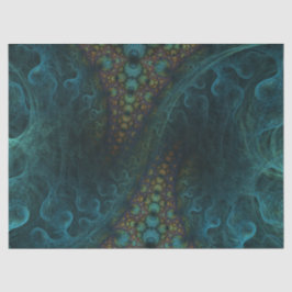 Papel De Seda Fractal Teal Spiral Abstrato 24 Decoupage