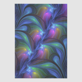 Papel De Seda Fractal verde cor-de-rosa Abstrato azul-colorido