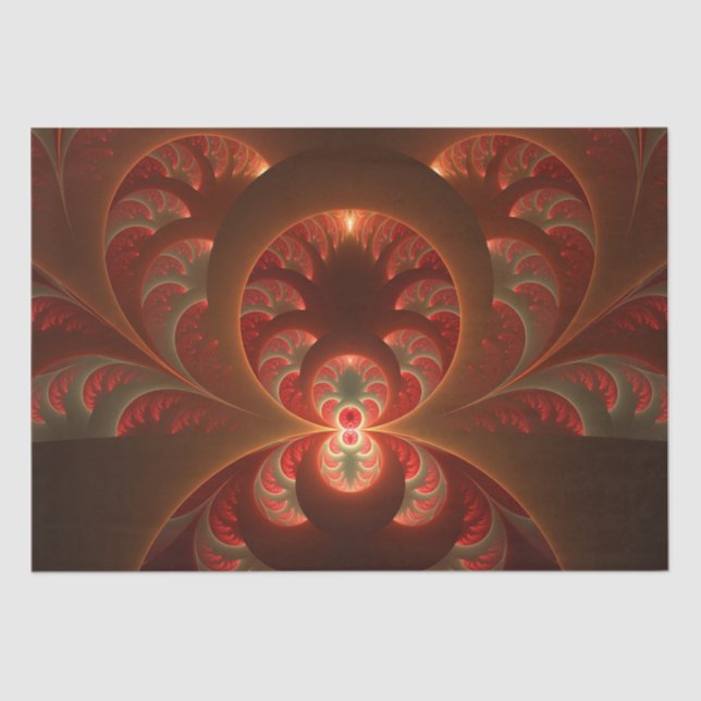 Papel De Seda Fractal vermelho-laranja abstrato moderno e lumino (Frente )
