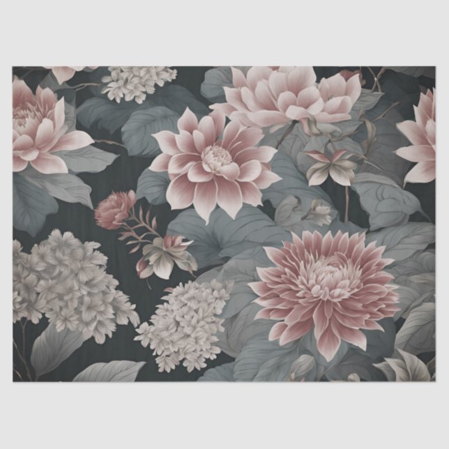 Papel De Seda Framboesa de Chinoiserie Florals Elegante (Frente )