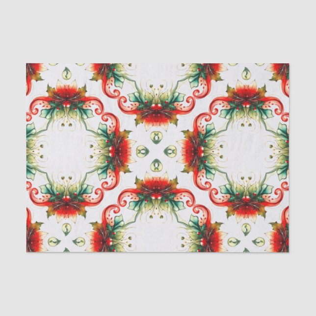 Papel De Seda Framboesas e fitas de padrão geométrico (Frente )
