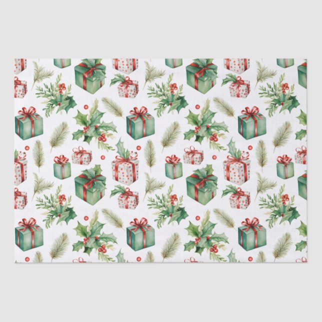 Papel De Seda framboesas e presentes (Frente )