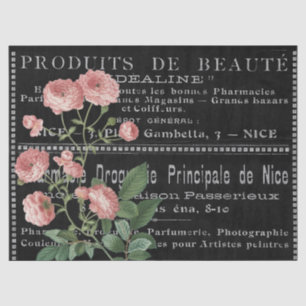Papel De Seda Francês: Chalkboard Beauty Ad Pink Rose Vintage