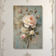 Francês Chateau Vintage Azul Cor-de-Rosa Decoupági