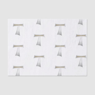 Papel De Seda Franciscan Tau Cross Peace e Good Silver & Dourado