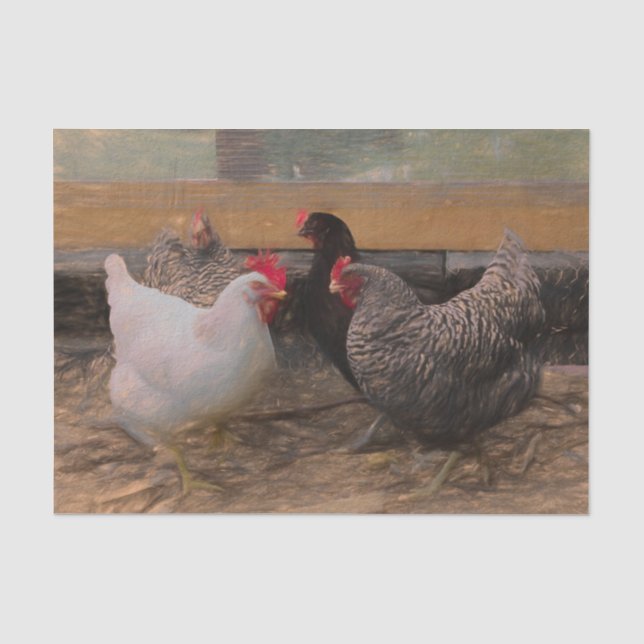 Papel De Seda Frango de quintal country vintage (Frente )