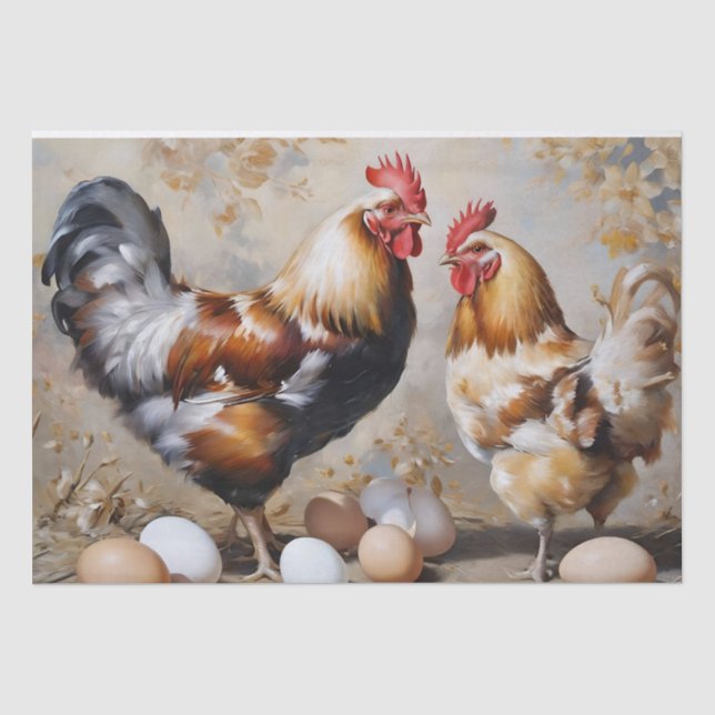 Papel De Seda Frangos e Ovos de Quintal Decoupage (Frente )