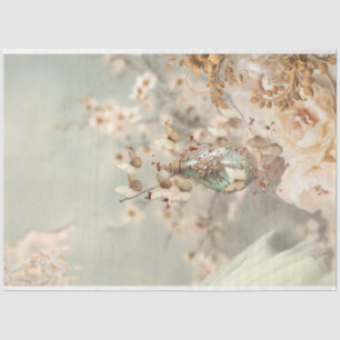 Papel De Seda Frasco de Perfume Antigo, Borboletas e Floral