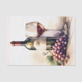 Papel De Seda Frasco de Vinho e Descamação de Uvas de Cor Aquáti