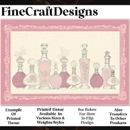 Papel De Seda Frascos de Perfume Floral Vintage Rosa AE6 Decoupa