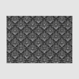 Papel De Seda Fraux Silver Floral Damascos Pretos