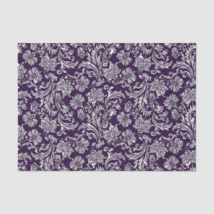 Papel De Seda Fraux Silver Floral Damascos Puros Fundo