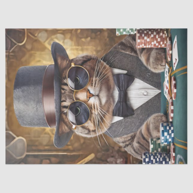 Papel De Seda Fred não é divertido, Gato joga cartas (Frente )