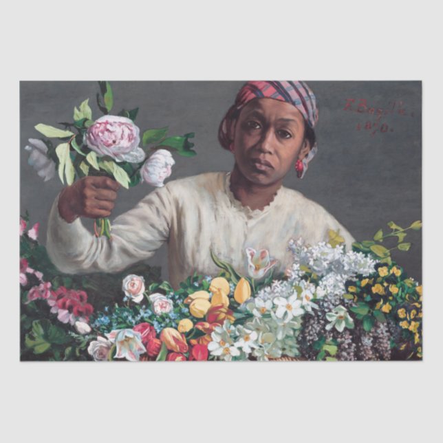Papel De Seda Frederic Bazille - Jovem Mulher com Peonias (Frente )